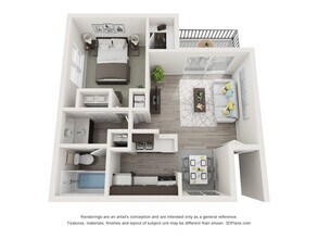 1 Bed 1 Bath 3202 floor plan